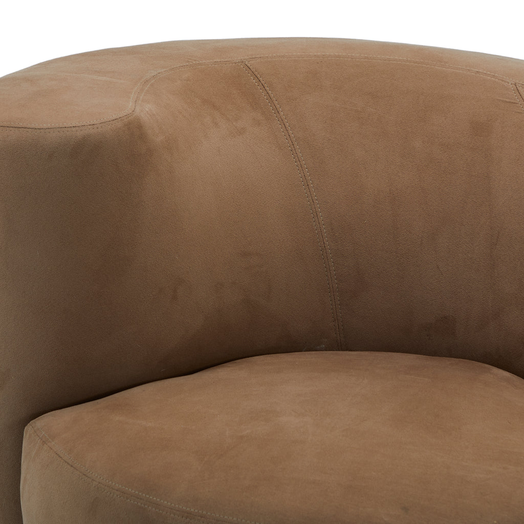 Brown Modern Suede Swirl Lounge Chair - Right