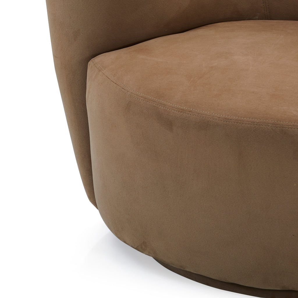 Brown Modern Suede Swirl Lounge Chair - Right