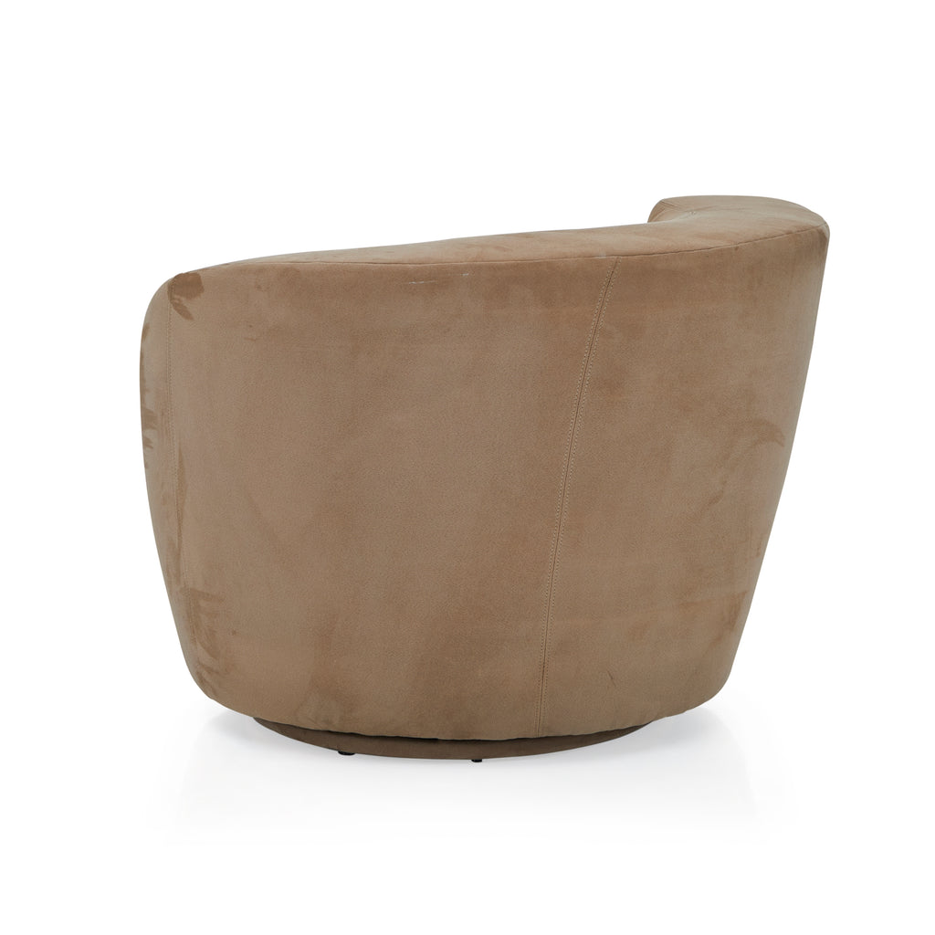 Brown Modern Suede Swirl Lounge Chair - Right