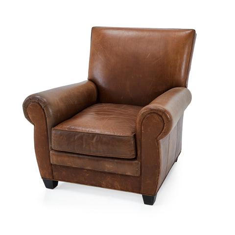 Brown Leather Distressed Arm Chair