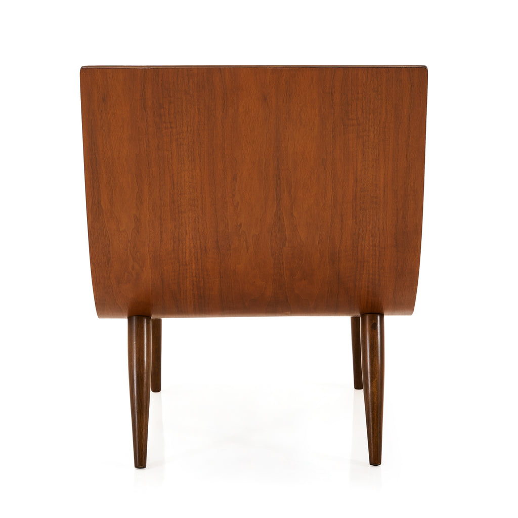 Wood & Black Leather Tufted Mid Century Lounge Chair