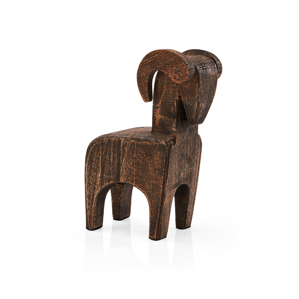Wood Dark Ram Table Sculpture (A+D)