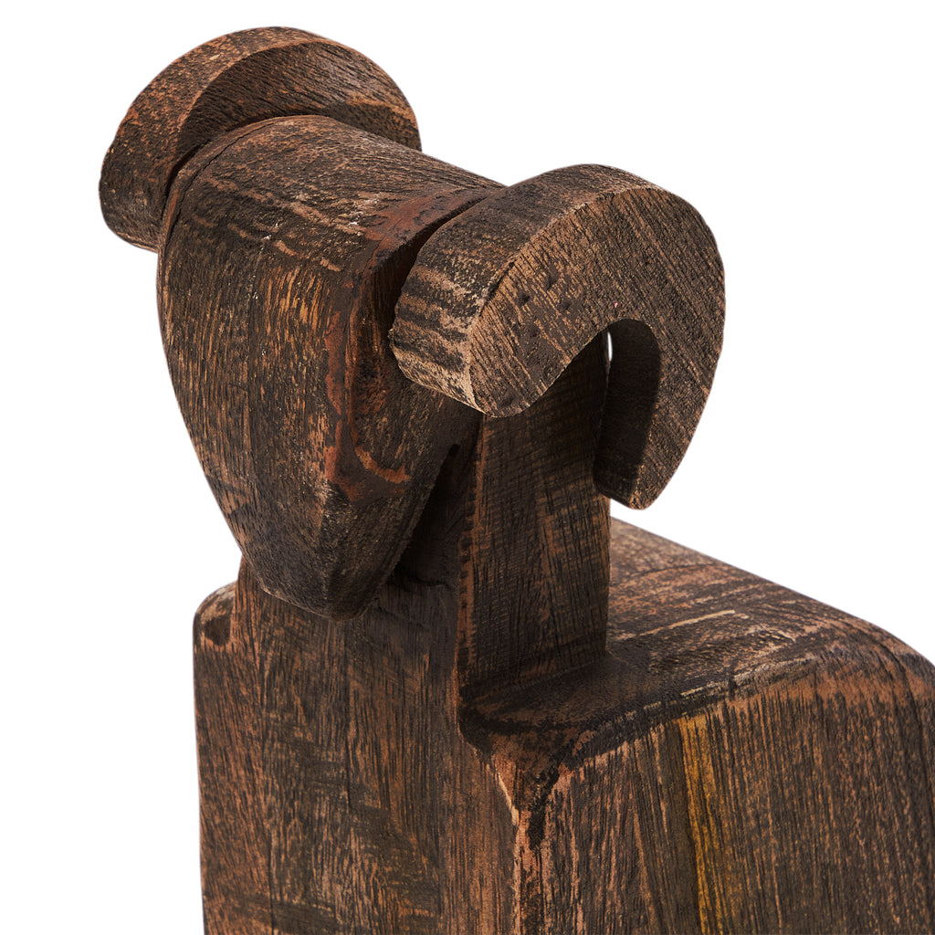 Wood Dark Ram Table Sculpture (A+D)