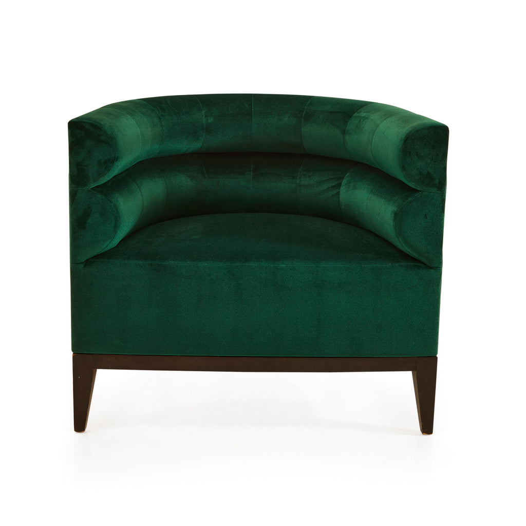 Green Curved Velvet Armchair