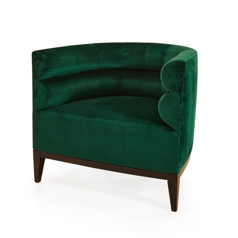 Green Curved Velvet Armchair