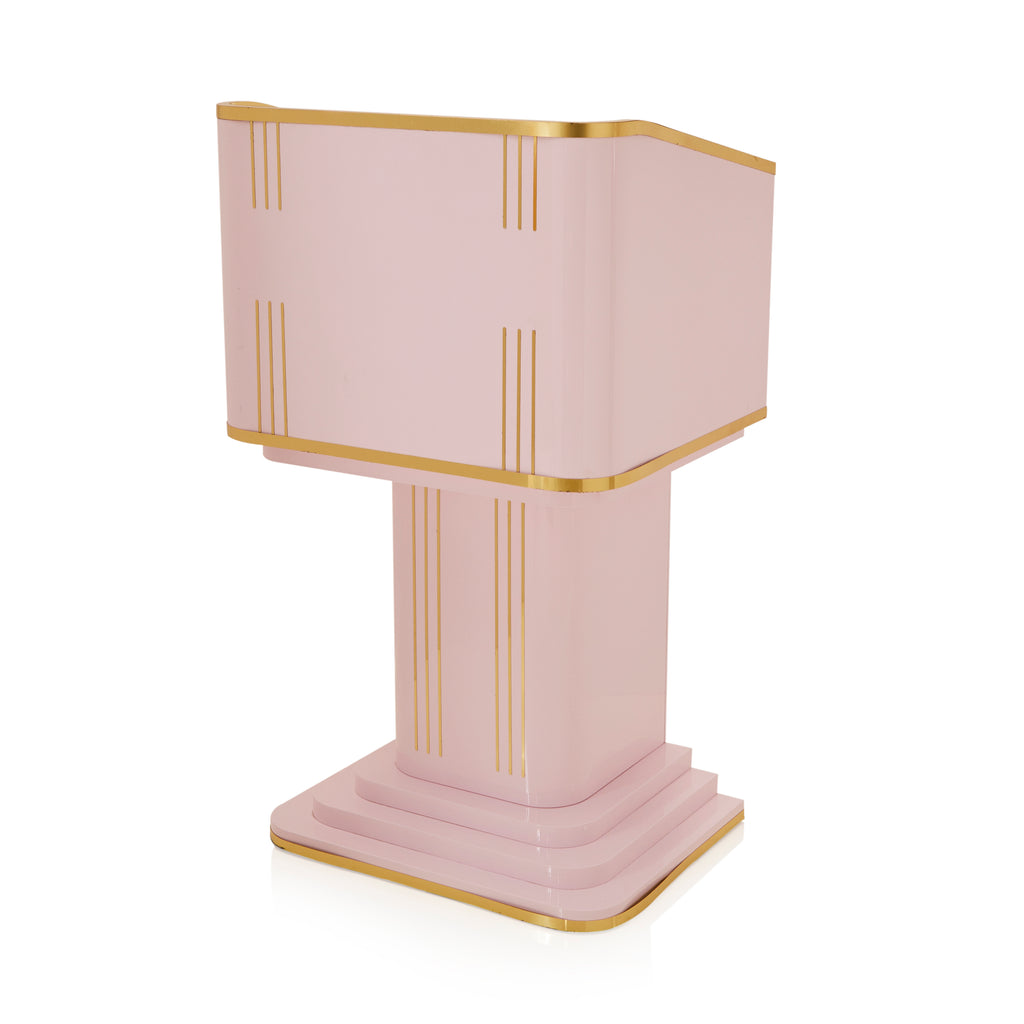 Pink Contemporary Pedestal with Gold Accents