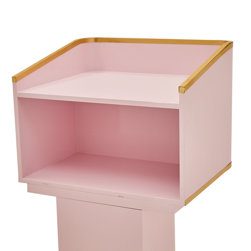 Pink Contemporary Pedestal with Gold Accents