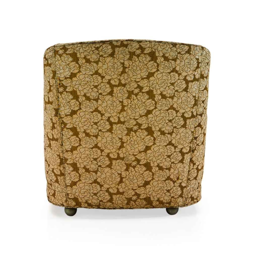 Olive Brown Vintage Floral Lounge Chair
