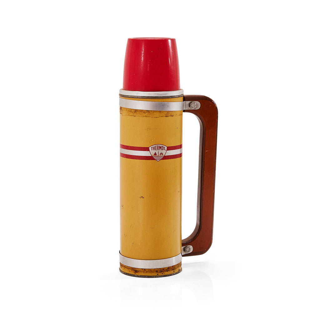 Yellow & Red Vintage Thermos with Red Lid