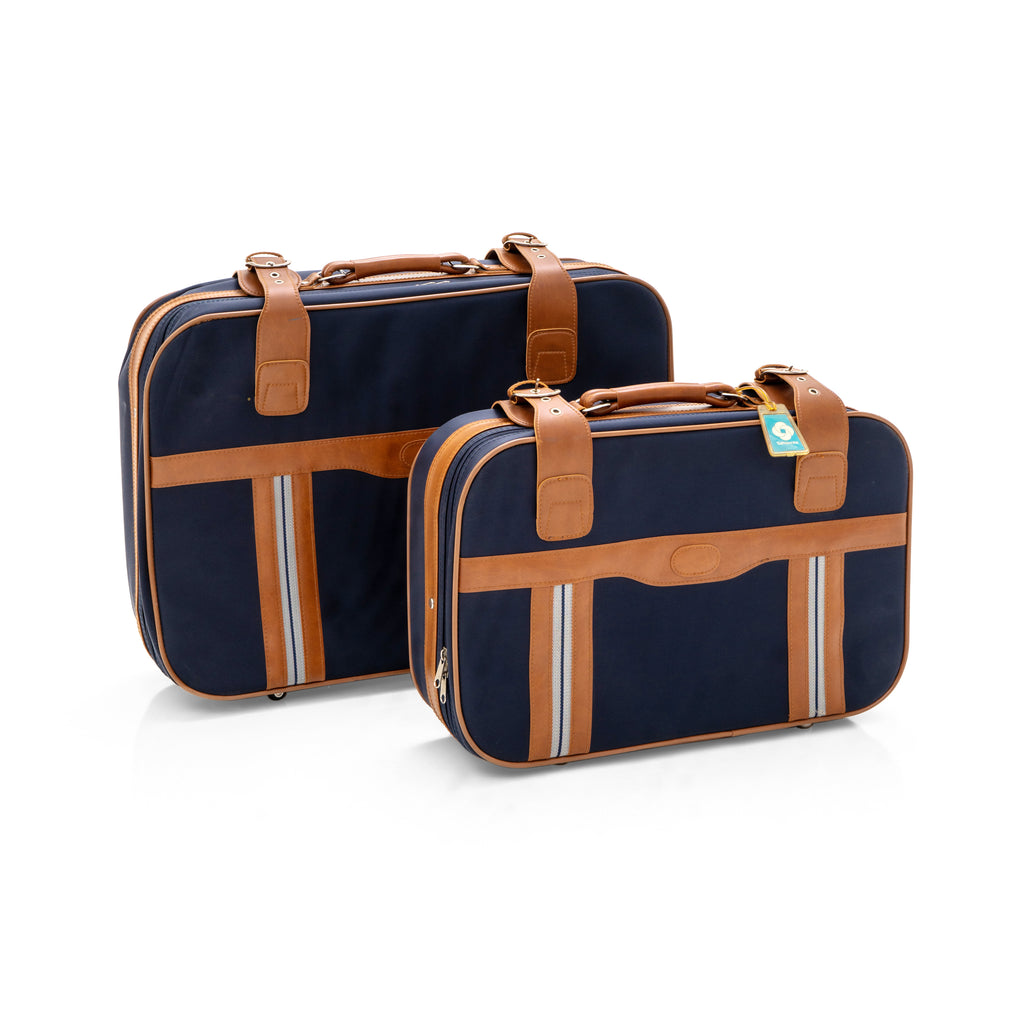Blue & Tan Leather 'Samsonite' Suitcase Small