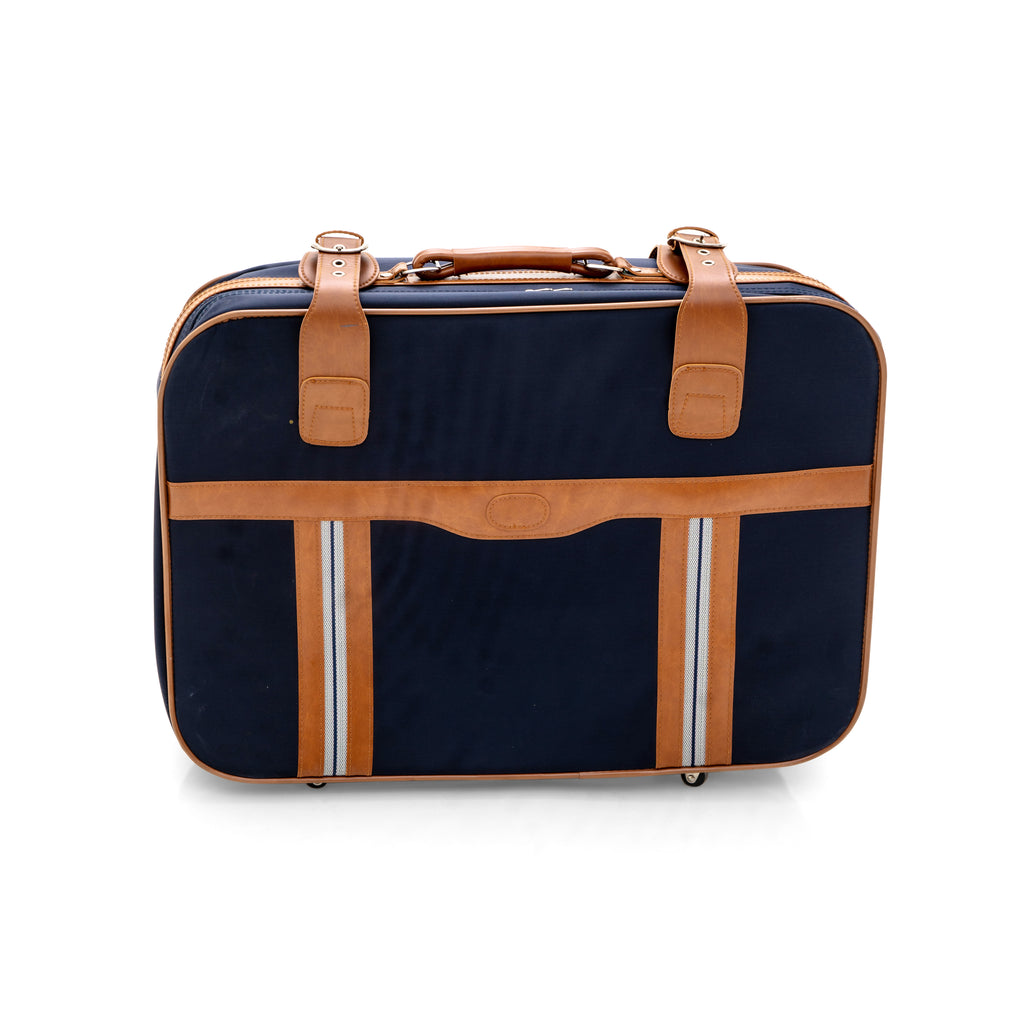Blue & Tan Leather 'Samsonite' Suitcase Large