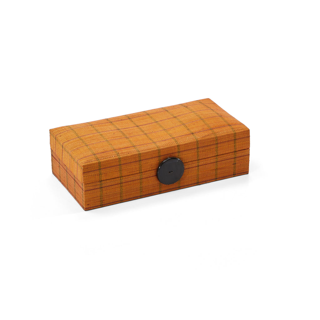 Orange Plaid Jewelry Box with Black Button (A+D)