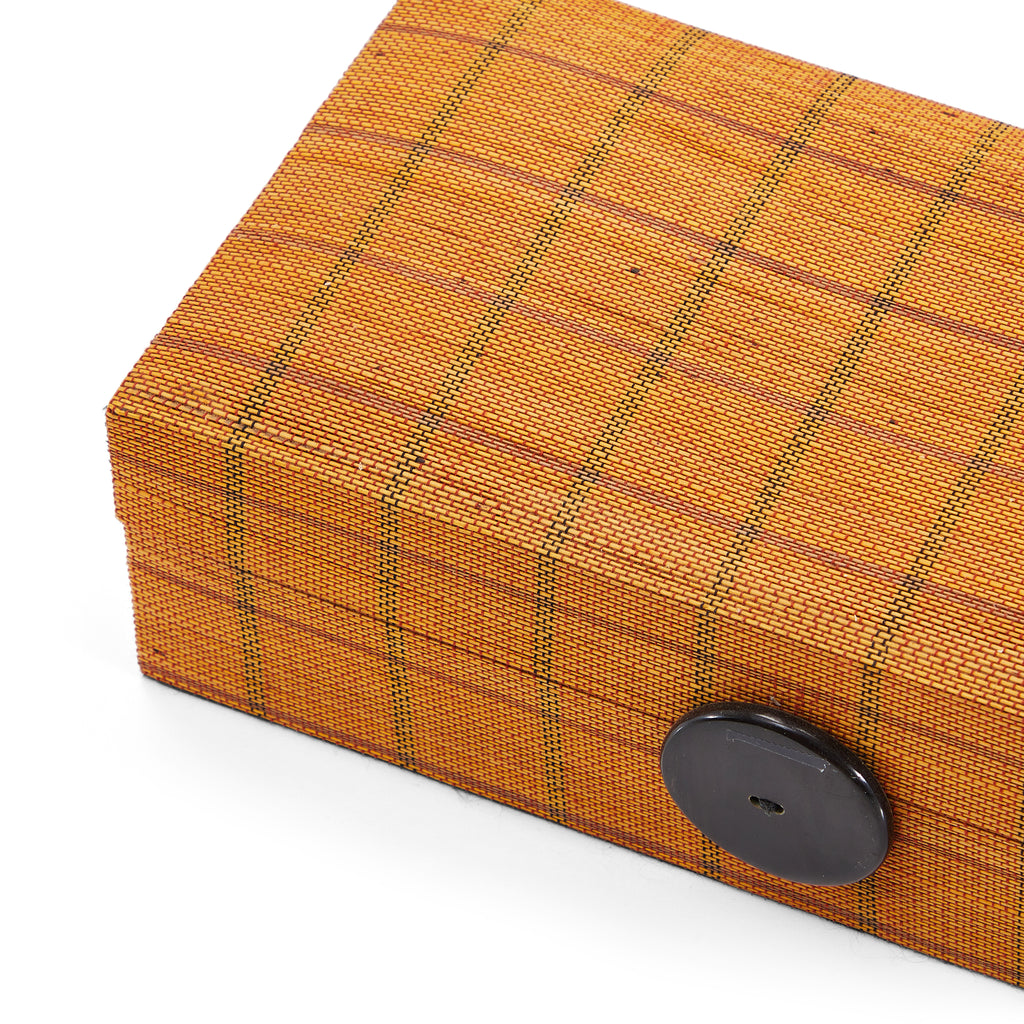 Orange Plaid Jewelry Box with Black Button (A+D)