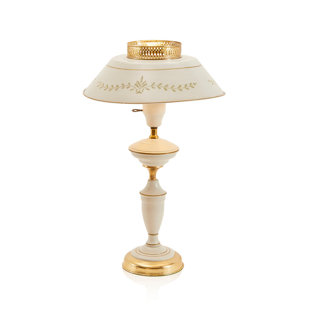 White Tin Tole Vintage Lamp
