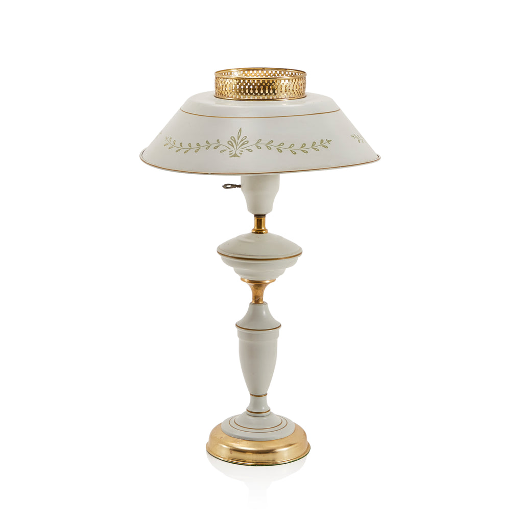 White Tin Tole Vintage Lamp
