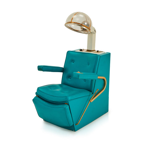 Blue Leather Salon Vintage Hair Dryer Chair