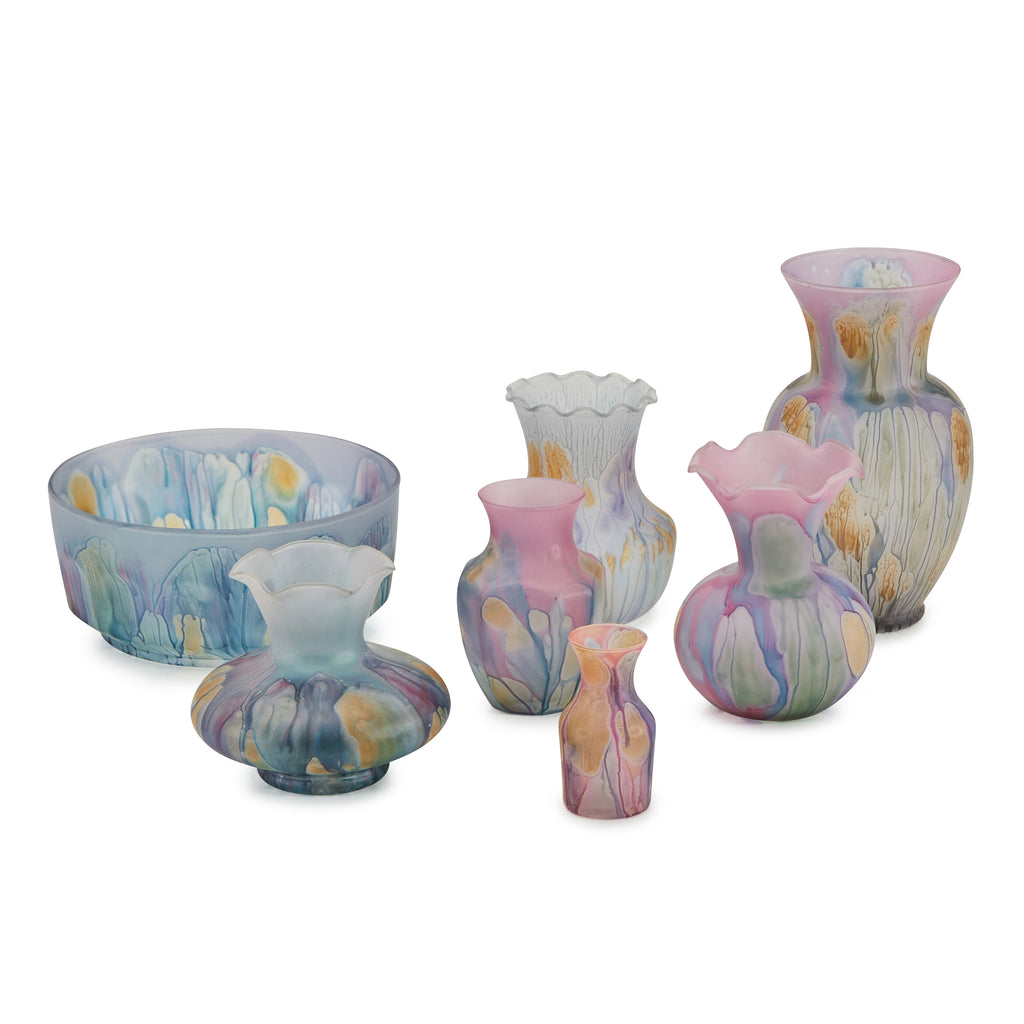 Pink & Violet Dripping Glass Vase (A+D)