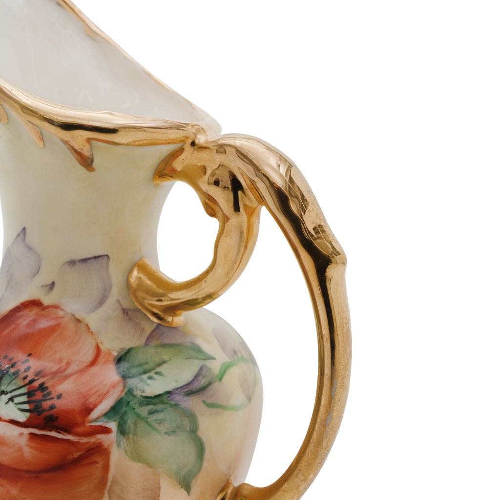 Gold & White Ceramic Ornate Rose Pouring Vase
