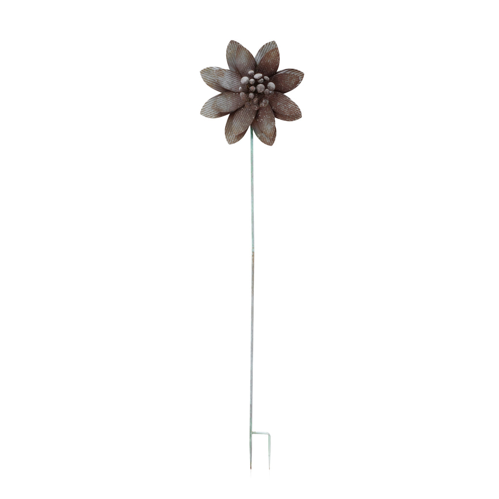 Grey Metal Flower Lawn Ornament