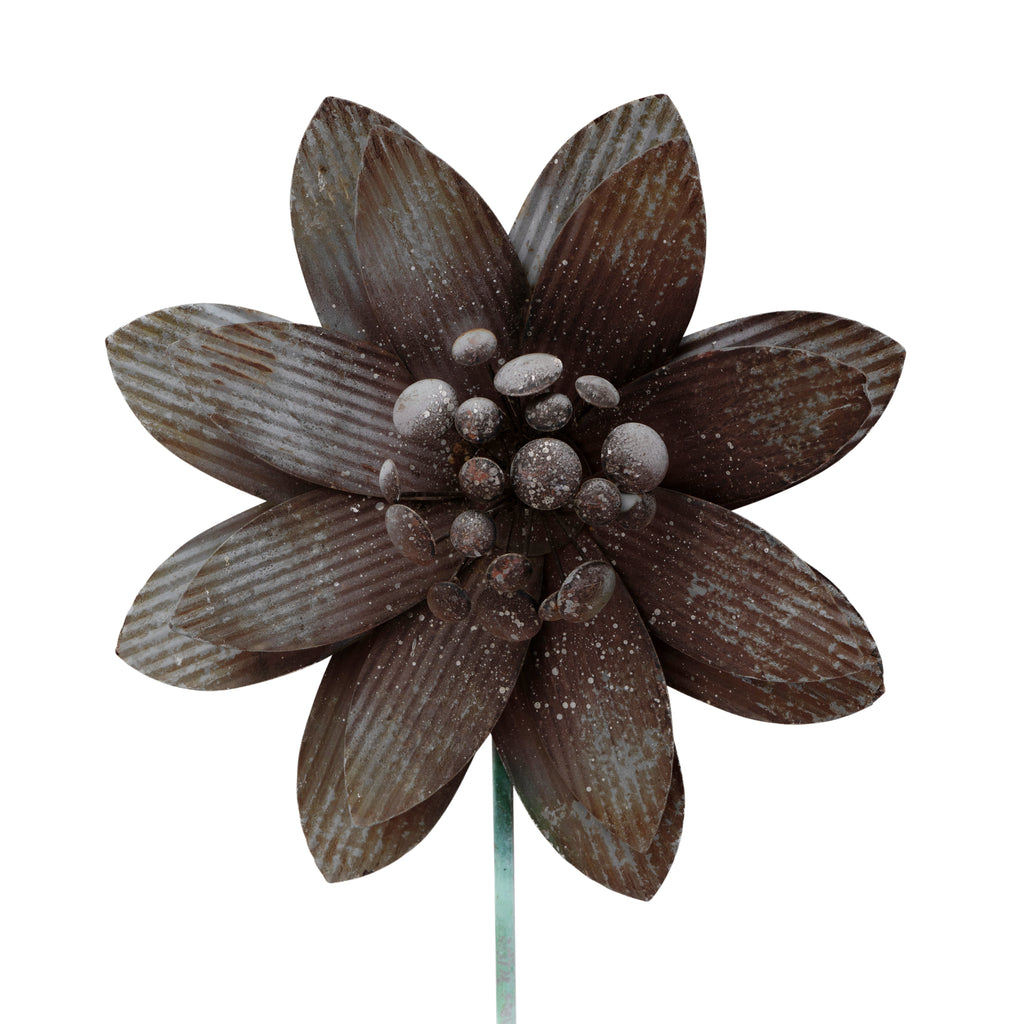 Grey Metal Flower Lawn Ornament
