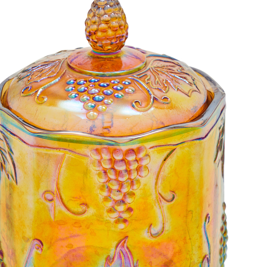 Yellow Amber Ornate Lidded Jar (A+D)