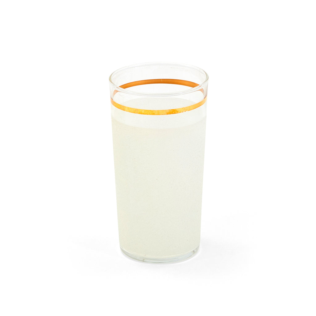 Off-White Drinking Glass with Gold Band