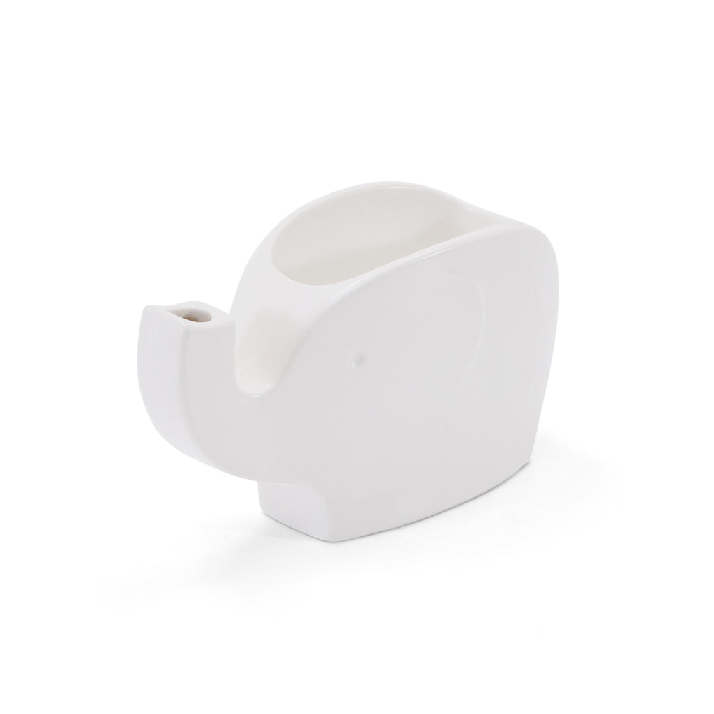 White Ceramic Elephant Pen and Notepad Holder (A+D)