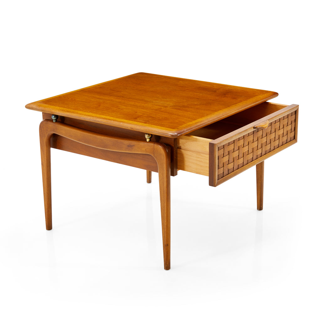 Wood Mid Century Side Table with Drawer Wide