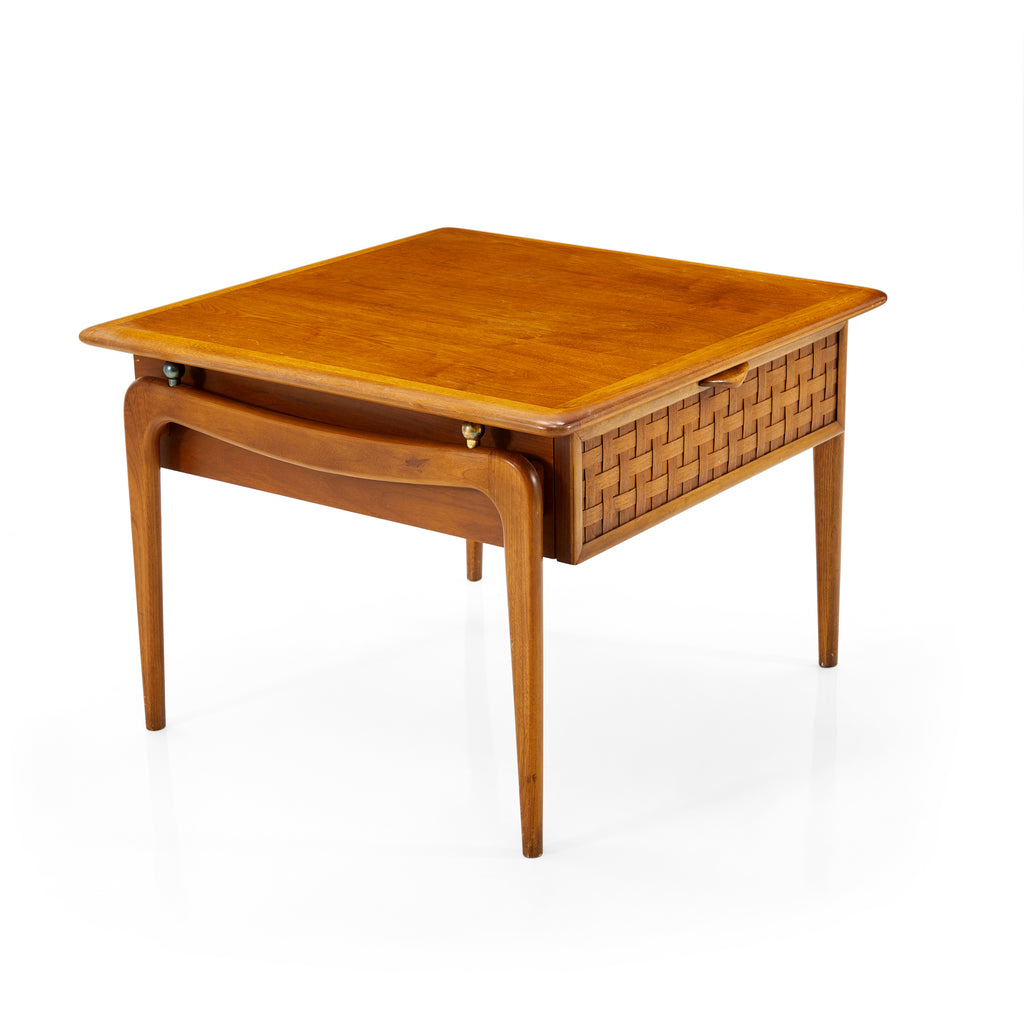 Wood Mid Century Side Table with Drawer Wide