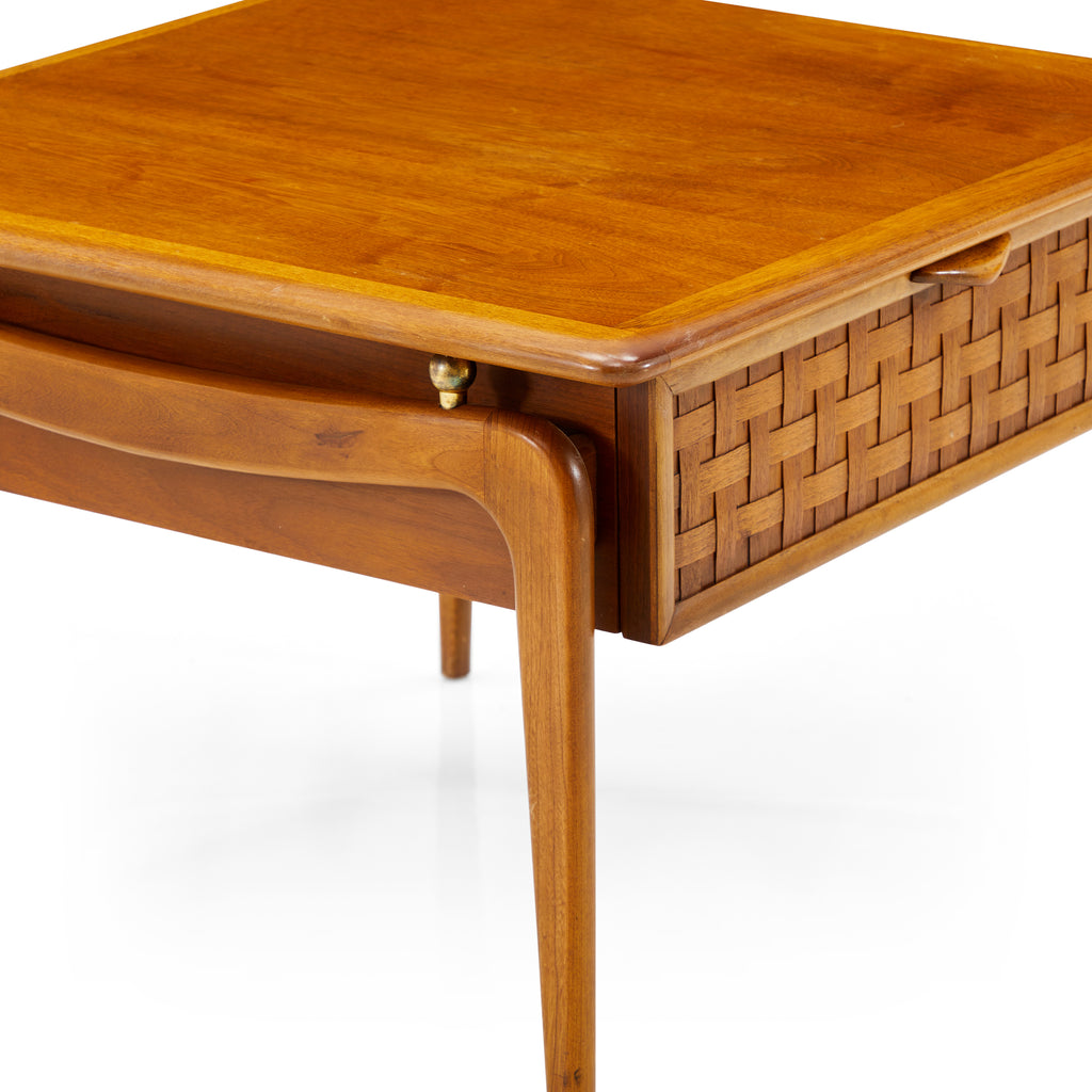Wood Mid Century Side Table with Drawer Wide