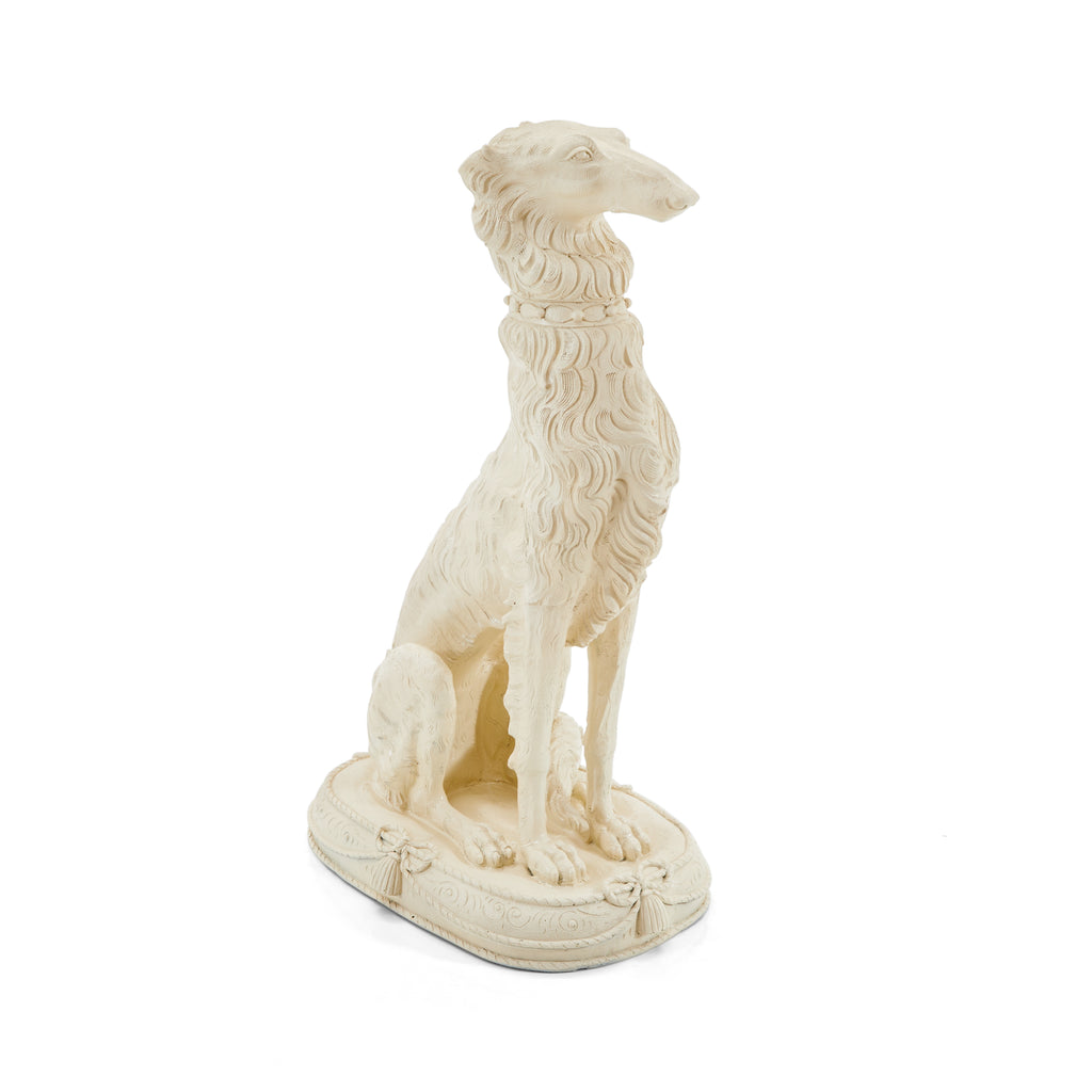 White Stone Dog Sculpture