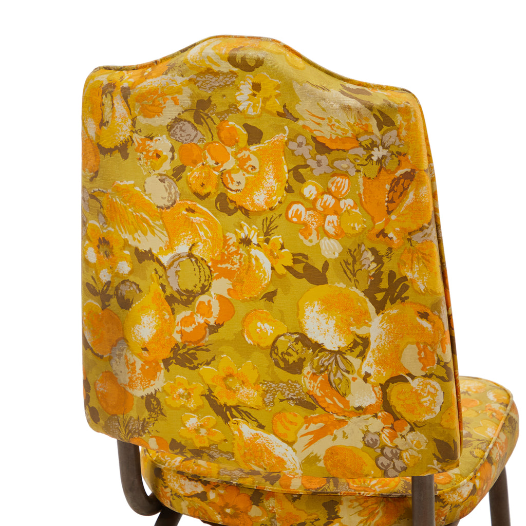 Orange Floral Vinyl Dining Chair