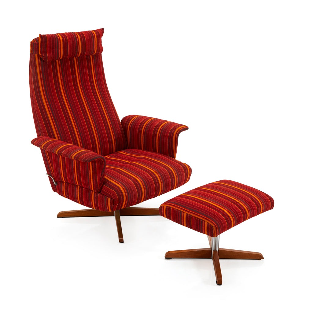 Red Striped Ottoman
