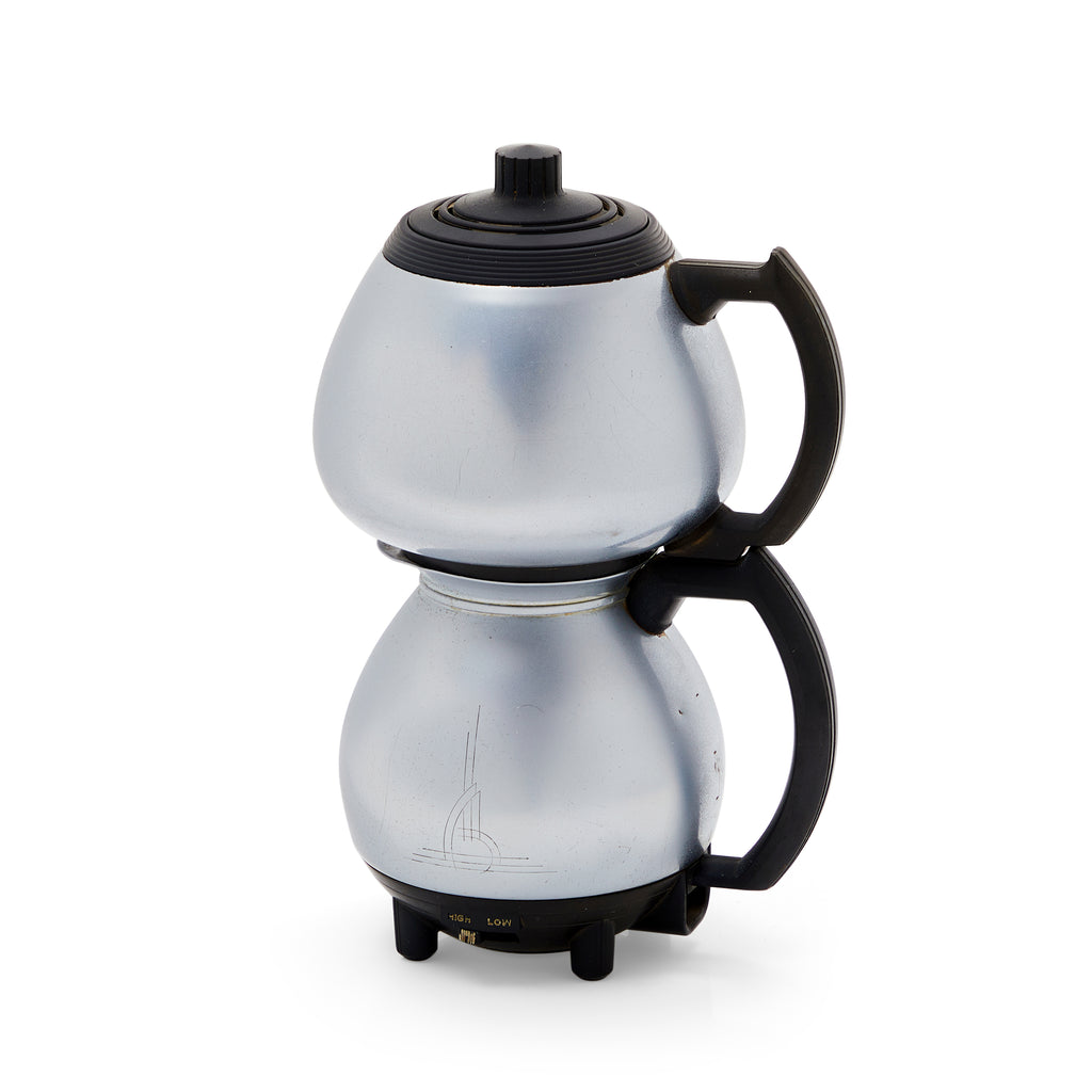 Silver Vintage Double-Stacked Coffee Pot