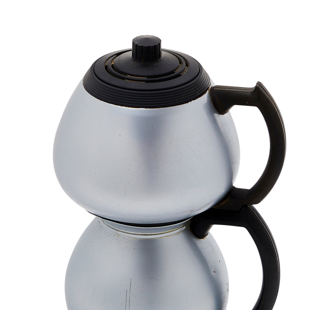 Silver Vintage Double-Stacked Coffee Pot