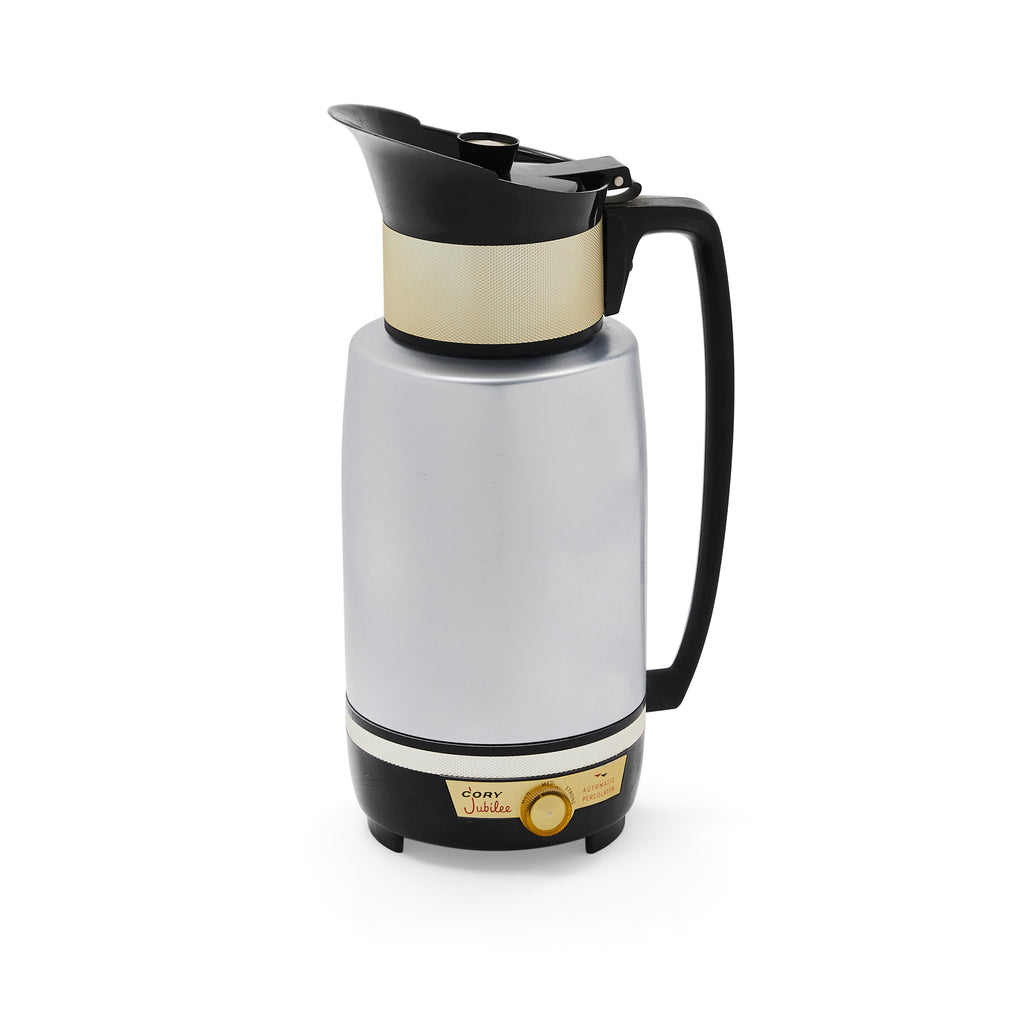 Silver & Black Vintage Automatic Coffee Percolator