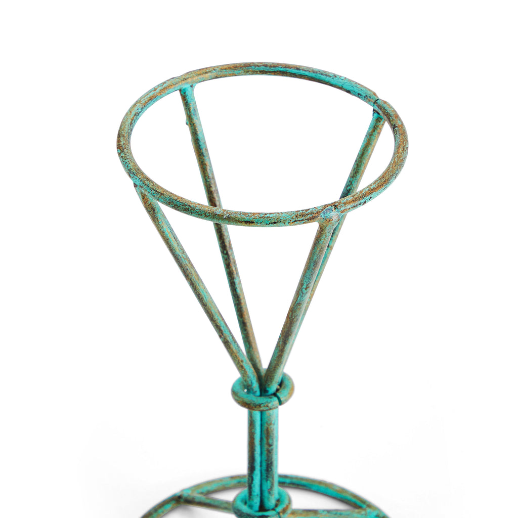 Bronze & Turquoise Metal Candle Holder Small