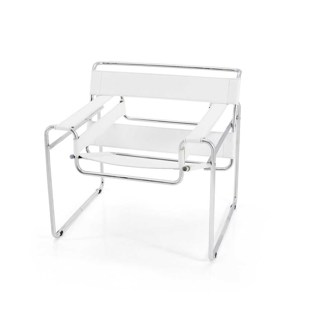 White Leather Wassily Lounge Chair