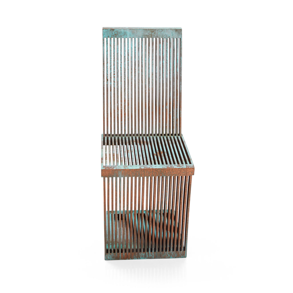 Turquoise Wood Slatted Zig Zag Chair
