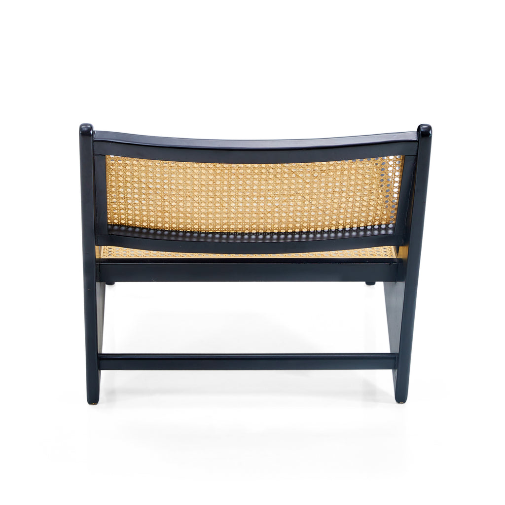 Black & Cane Kangaroo Low Slanted Modern Lounge Chair