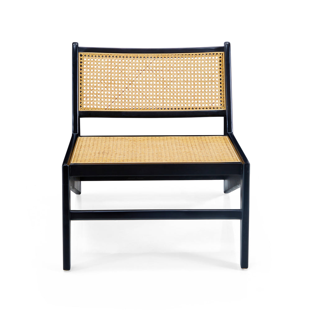 Black & Cane Kangaroo Low Slanted Modern Lounge Chair