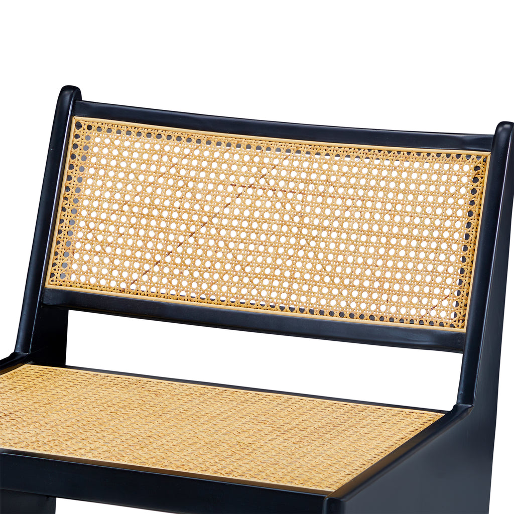 Black & Cane Kangaroo Low Slanted Modern Lounge Chair