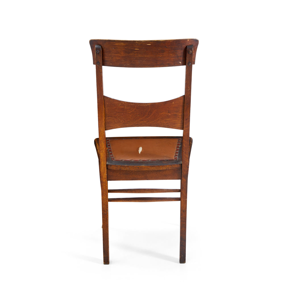 Wood & Brown Leather Vintage Side Chair