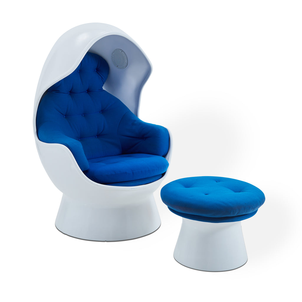 White & Blue Modern Mushroom Ottoman