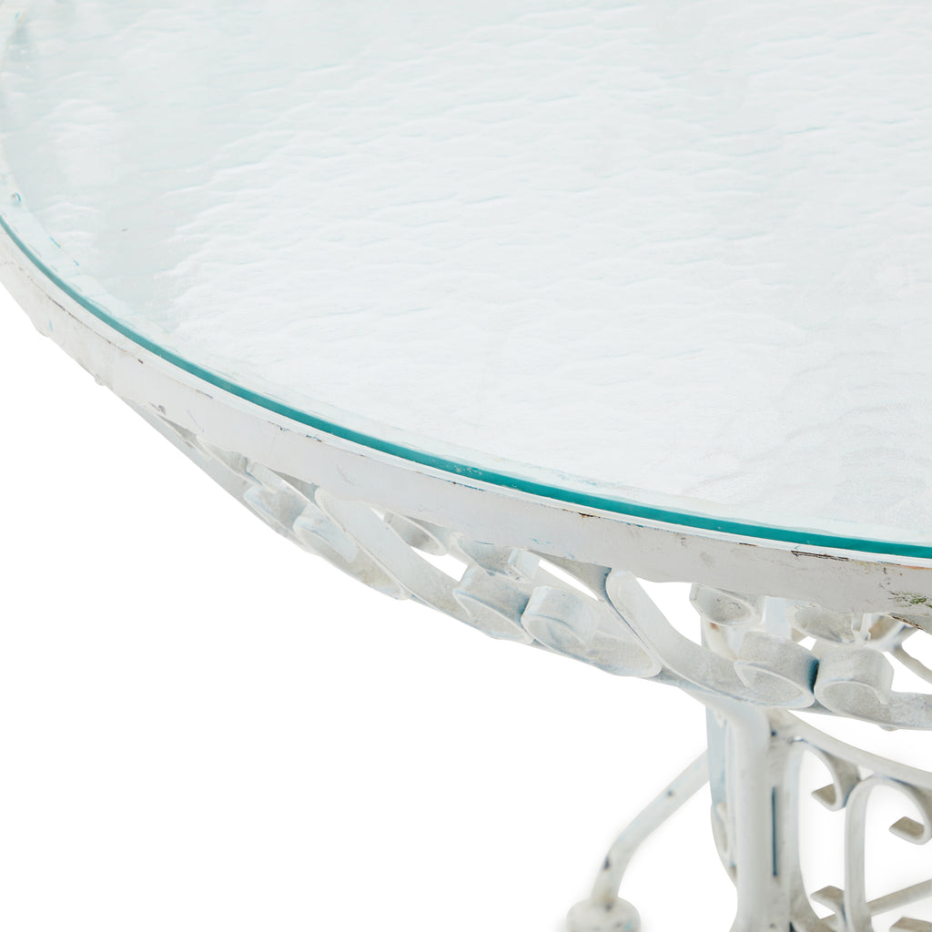 White Metal & Glass Patio Table