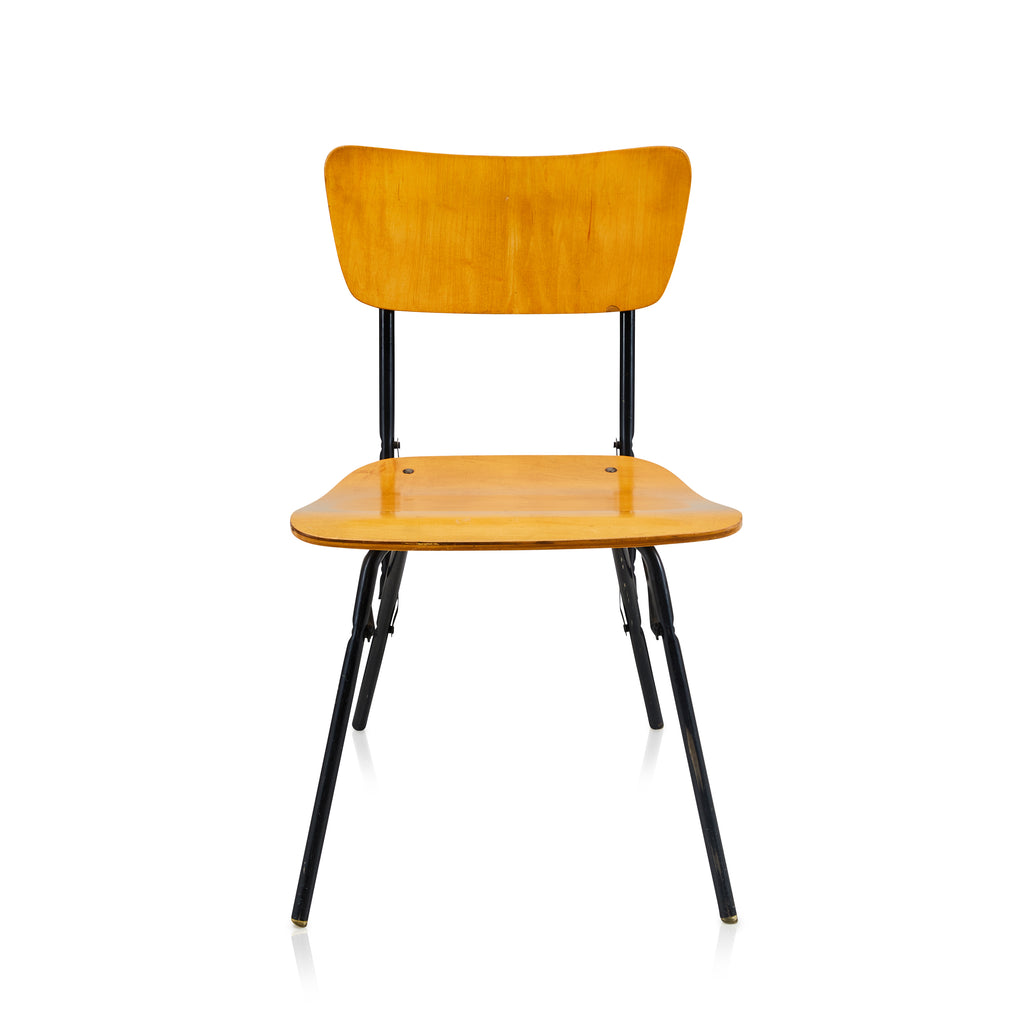 Wood & Black Metal School Chair