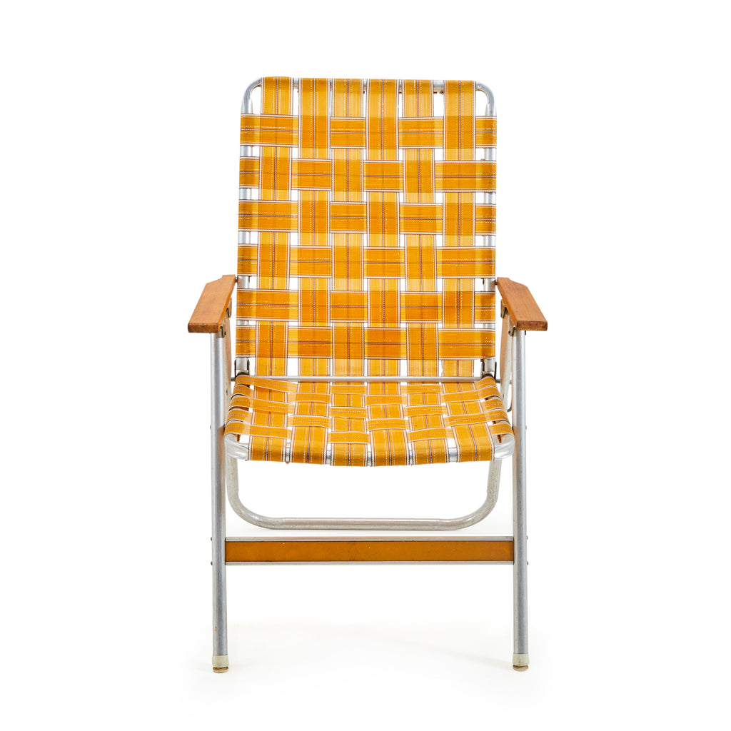 Yellow Orange Woven Folding Patio Chair