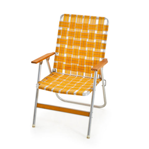 Yellow Orange Woven Folding Patio Chair