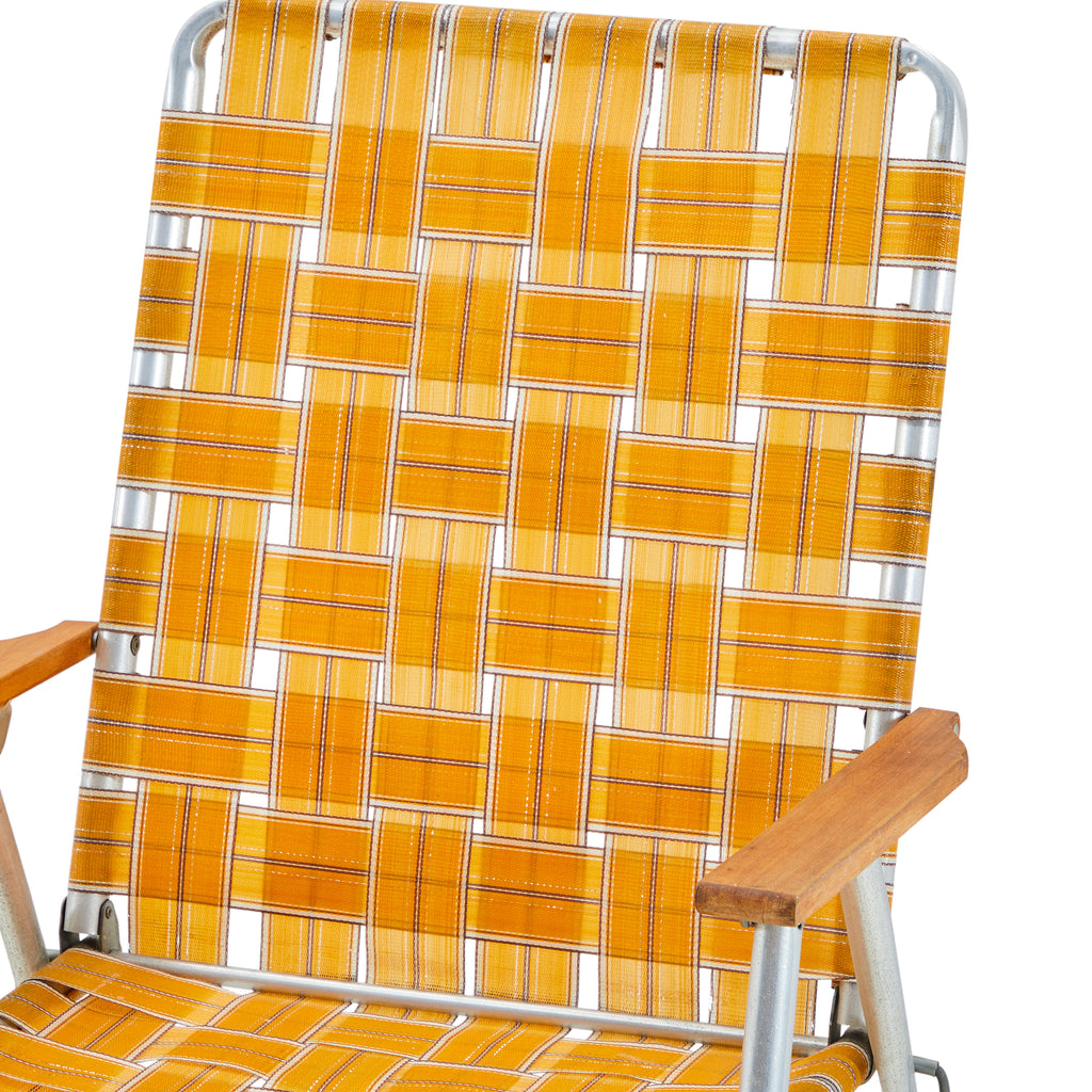 Yellow Orange Woven Folding Patio Chair