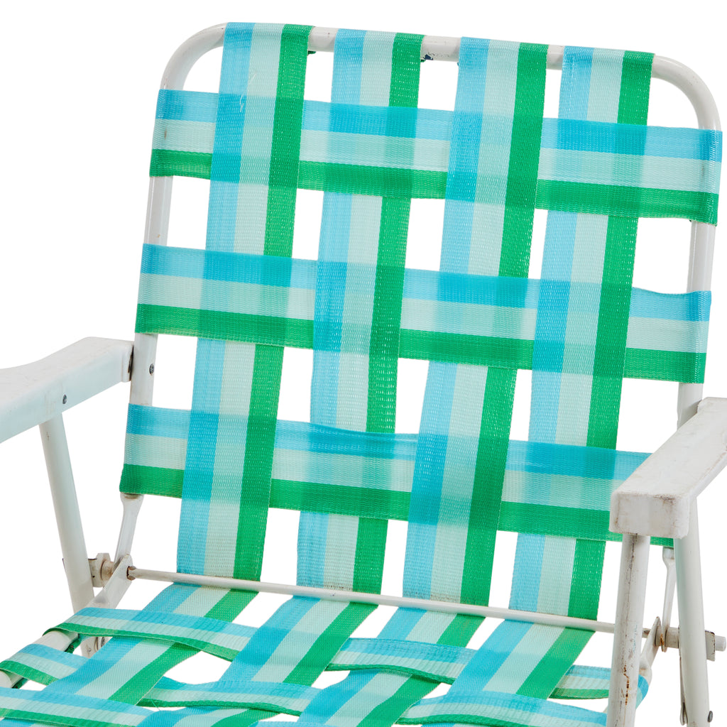 Green & Blue Woven Folding Patio Chair